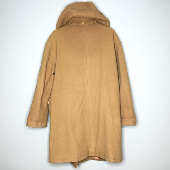 Talbots Camel Duffle Long Coat 100% Wool Removable Hooded Toggle Overcoat Jacket - Picture 10 of 16